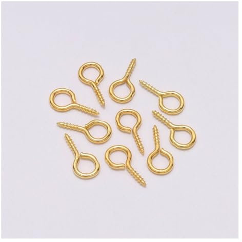 Wisafory 200 pezzi viti occhio perni a vite autofilettanti mini viti a occhiello gancio per viti per occhi in legno sughero top bottiglie fai da te gioielli oro 5,5 x 12 mm