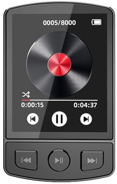 Sarini MP3 Player with Clip Portable Music Player Bluetooth 5.0 with 32G SD Running Pedometer FM Voice Recording Alarm FM Video Picture Ebook
