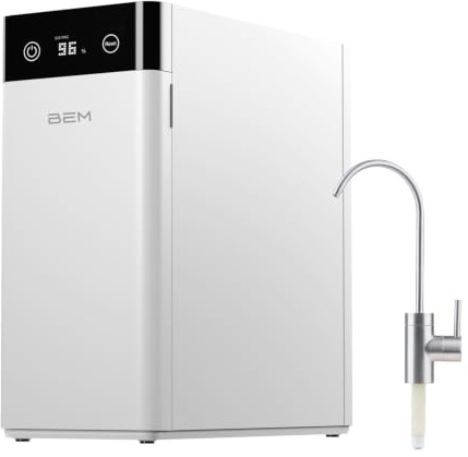 BEM Akira Wasserfilter Osmoseanlage Trinkwasser mit Wasserhahn ohne Wassertank, 5-Stufigem Wasser-Filtersystem Umkehrosmoseanlage Untertisch Leitungswasser Filter, Wasseraufbereiter