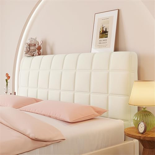 Chickwin Bett Kopfteil Bezug, Moderne Gesteppte Stretch Bed Headboard Cover, Waschbar Abnehmbar Bettkopfteil Hussen, Staubdicht Bett Kopfteil Abdeckung für Schlafzimmer (150cm,Weiß)