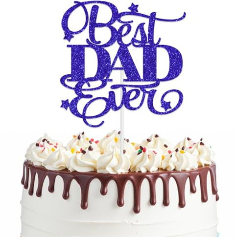 Kuchenaufsatz-Set Happy Birthday Daddy, blaue Kuchendekorationen Best Dad Ever, Happy Birthday, Kuchendekorationen für den Vater, den besten Vater, Party-Kuchendekoration, 7 Stück