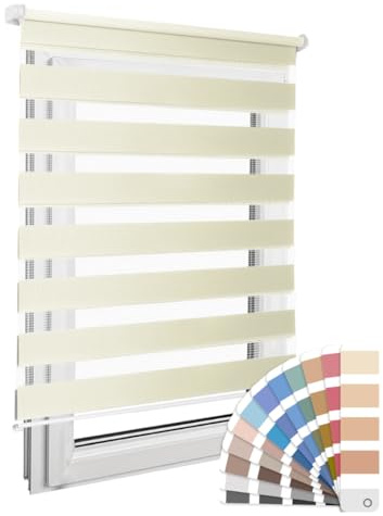 Home-Vision Premium DuoRollo Schrauben mit Bohren Creme B150 x H150 cm | Doppelrollo mit Bohren zum Anschrauben Rollos für Fenster und Türen Sichtschutz lichtdurchlässig