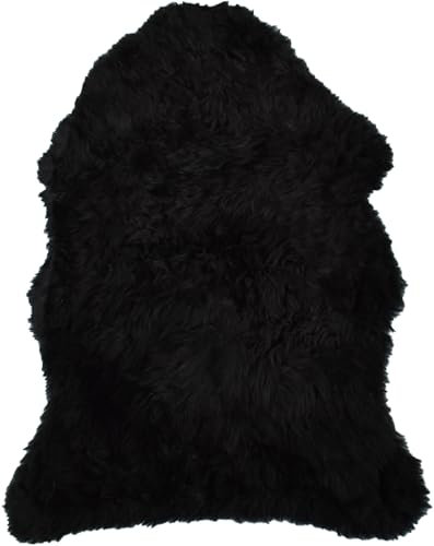Echtes Lammfell Lammfellteppich Läufer 90 x 60 cm Schaffell in fünf Farben von KUHFELLE online (schwarz)