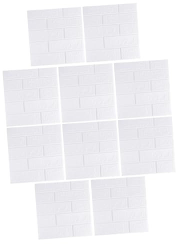 Tofficu 10 Pièces Sticker Mural Motif Brique Mur Auto-adhésif Papier Peint Brique 3d Papier Peint Autocollant Carreaux De Brique Décor Matériau Xpe Souple En Mousse Haute Densité Blanche