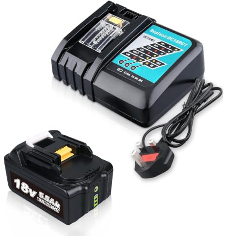 5.5Ah 18V BL1860B Battery Li-ion Replacement for Makita 18V Battery + DC18RC 14.4V-18V 3.0Ah Charger Compatible with Makita Battery BL1850 BL1860 BL1820 with LED Indicator