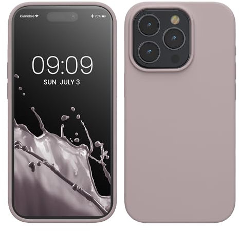 kwmobile Carcasa para iPhone 15 Pro Funda - Case TPU y Silicona para Smartphone con Interior de Microfibra - Suave Protector antigolpes para móvil - Nube Violeta