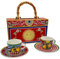 DIVINA Italian Design Set Tazzine da Caffè Amalfi, Ceramica Rossa, 2 Tazze con Piattini, Stile Mediterraneo - SF174