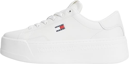 Tommy Jeans Damen Cupsole Sneaker Script Flatform Low Top, Weiß (Ecru), 40