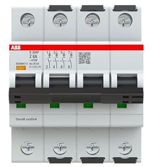 ABB S300P Leitungsschutzschalter Typ Z, Pol 4 8A 415V, Abschaltvermögen 25 kA System Pro M Compact