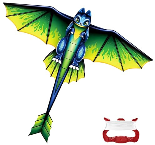 Flintronic Drake, drake för barn och vuxna, flygdrake för barn, barndrake med lång svans, barndrake med 100 m draksnöre, för spel och utomhusaktiviteter