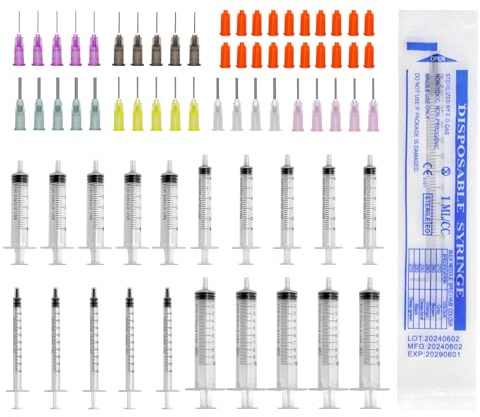 Spritzen Set Mit Nadel 20 Stk., 30 Stumpfe Nadeln, Kappen Für Dosierung | Geeignet Zur Abgabe Von Flüssigkeiten Bei Tierfütterung, Laborarbeit Oder Medikamentengabe, Sauber Lagerbar, Leich Entnehmbar