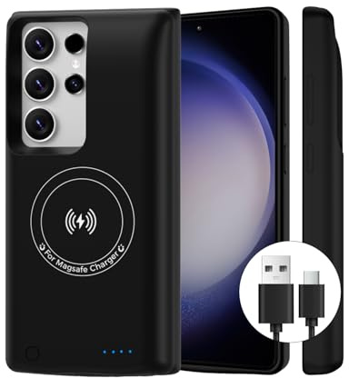 Giabuao Battery Case for Samsung Galaxy S23 Ultra (6.8''), Real 15000mAh Ultra-Slim High-Capcity Magnetic Rechargeable Extended Charge Charging Case, Portable Protective Power Bank for S23 Ultra