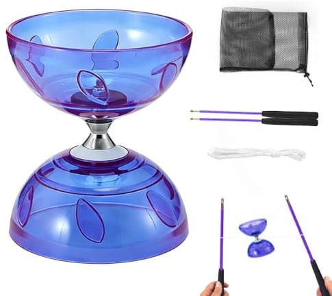 Hojalis LED Diabolo Mit Kugellager, Diabolo Leuchtend Im Dunkeln, DiaboloMit Kugellager Kinder, LichtDiabolo, Diabolos Freizeitsport Jonglier-Set, Freilauf Zirkus Spielzeug Für Kinder & Erwachsene