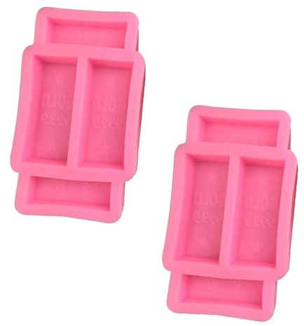WESIEVYA 2pcs Gold Brick Silicone Mould Creative Design Chocolate Mould Pink Non-Stick Easy to Clean for Home Baking