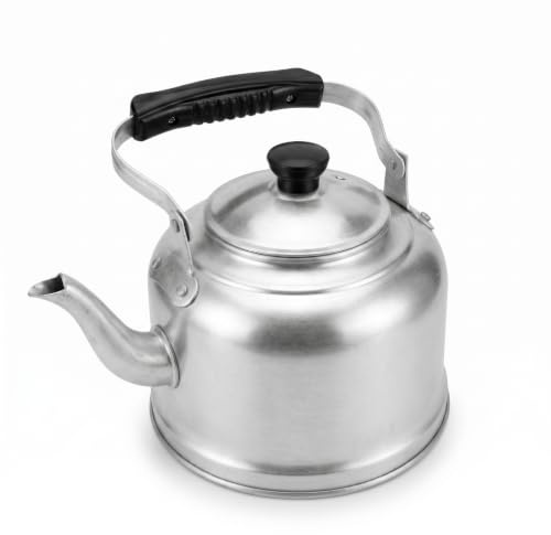 DimyFew Tetera Metálica Resistente a Elevadas Temperaturas Vertedor Curvo Hervidor Aluminio Tetera Aluminio, 24cm 5 Litros