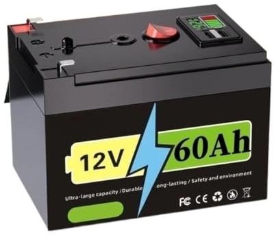 Grande Batterie À Cycle Profond 12V 20Ah 40Ah 60Ah 80Ah 100Ah LiFePO4 Batterie Au Lithium Détecteur De Poisson Roue Électrique Éclairage Bateau Maison RV Batterie(60000mA)