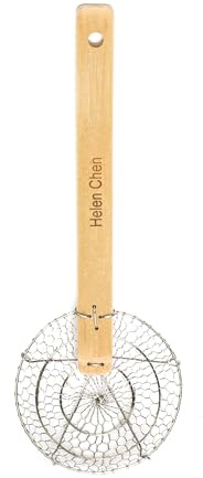 Helen Chen’s Asian Kitchen Stainless Steel Spider Strainer with Natural Bamboo Handle, 5-Inch Strainer Basket