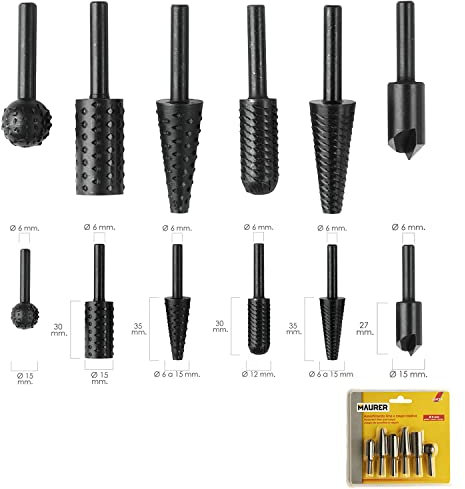 Juego Fresas Rotativas Para Metal y Madera 6 Piezas Para Taladro/Fresadora