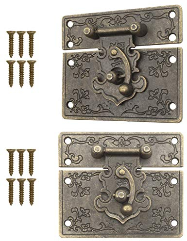 FUXXER® Lot de 2 fermoirs antiques - Crochets de verrouillage - Serrure - Design bronze fer - 67 x 58 mm