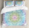 ABAKUHAUS Ethnisch Bettbezug Set Doppelbett, Metatron Würfel auf einem Mandala, Top Qualität Weich und Warm 3 Teiligen Bettbezug mit 2 Kissenbezüge, Mehrfarbig