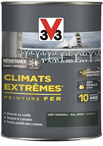 V33 Peinture FerClimats Extrêmes Vert omorika Brillant - 1,5L