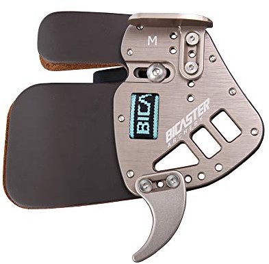 BICASTER Bogenschießen Fingertabs Fingerschutz RH Echtes Leder + Aluminium für Recurve Bogen (Silber, S)