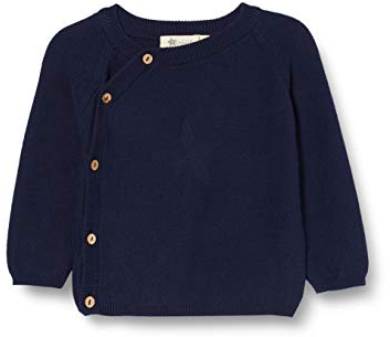 Sterntaler Unisex Kinder Gots strikket jakke Strick Jacke mit seitlicher Knopfleiste und Stern Motiv, Marine, 86 EU