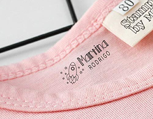 Namensstempel Kinder Textil Stamp by Me | Personalisierter Stempel für Kleidung | Textilstempel | Fabric Markers | Name Stamps | Personalisierte Stempel | School Rubber Stamp | Widerstand, klar