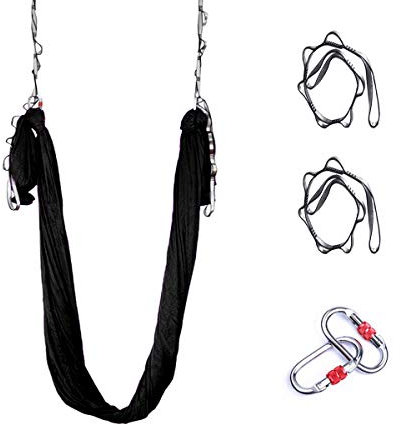 Silk Aerial Yoga Hammock - Improved Yoga Inversions Ultra Strong Antigravity Yoga Swing Set Kit for Balance Flexibility,Inversion Exercises (Black)