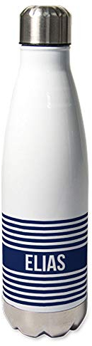 Amikado - Gourde Personnalisée Bleu Marine - Thermos 500ml avec Bouchon à Vis - Cadeau Personnalisé - Thermos Café
