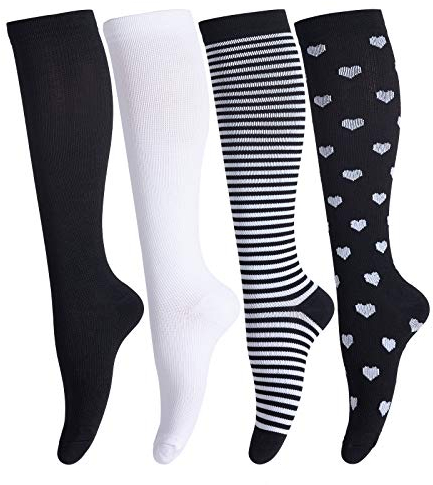 LEOSTEP Kompressionsstrümpfe für Damen und Herren (4 Paar) Stützstrümpfe Kompressionssocken für Sport, Flug, Laufen, Reisen, Schwangerschaft Krankenschwestern 20-30 mmHg