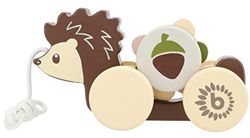 Bieco Nachzieh-Igel | Holzspielzeug ab 1 Jahr | Süßes Nachziehtier Mit Zahnrad | Baby Spielzeug Zum Nachziehen