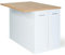 IDMarket - Ilot central IVO 120 cm blanco con encimera de haya