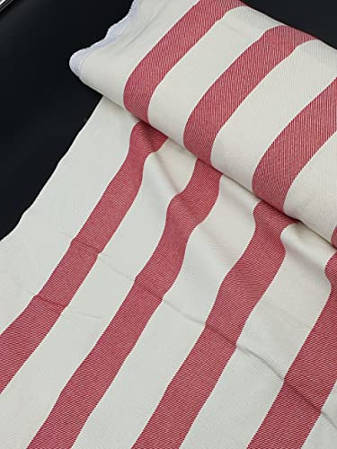 ROMTEX Red OUT Extrabreit 150cm 350g/qm Liegestuhlstoff Outdoorstoff Markisenstoff Stoff Streifen. -Meterware - zum Bespannen von Klapp- und Liegestühlen, Balkonverkleidung, Deko, uvm.