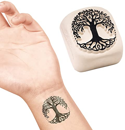 LaDot Tattoo für Kinder und Erwachsene, temporäre hautfreundliche fake Tattoos, Tattoo-Stempel ohne Nadeln für Körper und Arm, wasserfest, Keramikstempel Lebensbaum