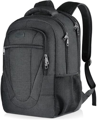 BIKROD Travel Laptop Backpack, 17 Inch Extra Large School Backpacks for Teen Boys and Girls, Black Water Resistant Women Back Pack, Business Men Sturdy Computer Bag