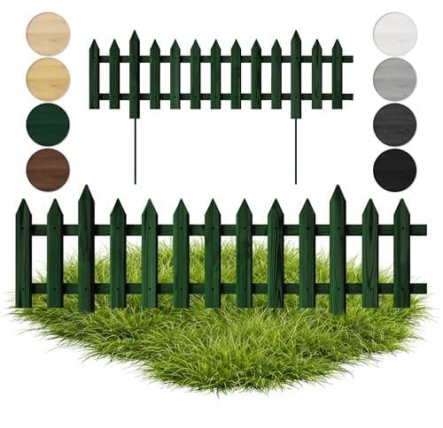 Floranica Zierzaun Kiefer 100 x 20 cm Grün, 3 Stk. Beeteinfassung | Mit Edelstahlstab - 46 cm gesamt, 20 cm im Boden, 3,5 cm Lattenabstand, verschraubt, Latten und Pfosten gespitzt