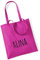Jutebeutel bedruckt mit Name groß | Stofftasche Baumwolle inkl. Namensaufdruck für Jungen & Kinder | Personalisierter Kinderbeutel Tragetasche für Krippe, Kindergarten, Schule (pink)