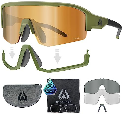 Wildhorn Radke MTB Cycling Glasses, UV400 Sports Sunglasses, Cycling Sunglasses for men with 3 Interchangeable Lenses