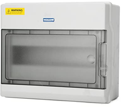 Mollom 12 Modules Verteilerkasten mit Sammelschienen und DIN-Schienen für Leitungsschutzschalter MCB, wasserdicht IP66. Verfügbar für den Innen- und Außenbereich