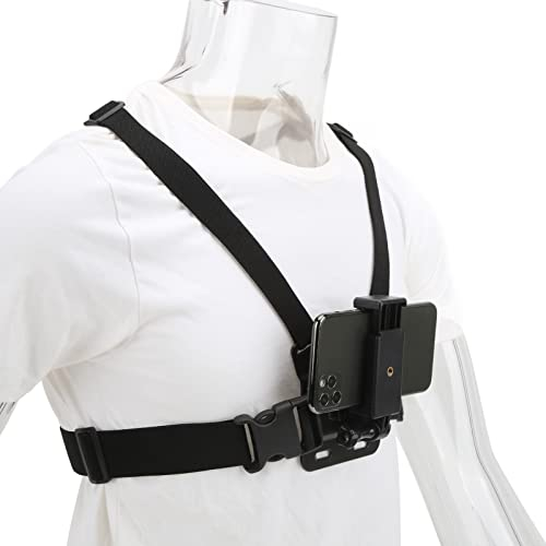 Zunate Handy Brustgurthalterung, Verstellbarer Handy Selfie Brustgurthalter Universal Handy Clip für Action Kamera Smartphones
