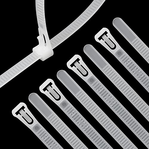 XINGO 100 Pièces Collier de Serrage Blanc Plastique Réutilisables, 400mm x 7.6mm, Attache Câble Colorées, Serre Câbles Nylon, Colliers Serre-Cable Résistant aux UV