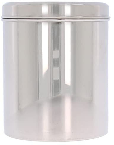 Stainless Steel Canister Kitchen Storage Indian Ubha Dabba Vertical Canister Medium Large Metal Storage Tin Jar Multipurpose Airtight for Dry Food Sugar Flour Wheat Rice Snacks (16cm x 19.5cm)