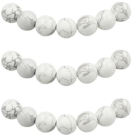 MJDCB 10mm 35 piezas Cuentas de Piedra Howlita Blanco Redondas Sueltas Piedras Semipreciosas Naturales para Hacer Joyas Pulseras Collares