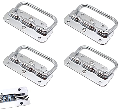 MAMIAN Brateuanoii 4 Stück Hardware Boxen Griff, Edelstahl Kistengriff, Kistengriff, Flightcase Griff, Klappgriffe, Griff Ersatz für Werkzeugkasten oder Aufbewahrungsbox