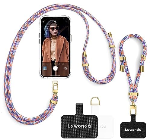 Lawonda Universal Handykette geeignet für alle Smartphones, Kette zum Umhängen um Hals & Handgelenk, Pad mit Kordel, Smartphonekette für Unterwegs, Handyband mit 2er Ersatz Einlage