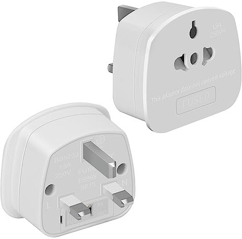 2 PACK European to UK Plug Adaptor,US to UK Travel Plug Adapter,UK Electric Shaver Toothbrush Adaptor Plug with 13A Fuse for USA,EU, Australia,Canada, Japan,Thailand and More(Type A, B, C, I, E, F, L)