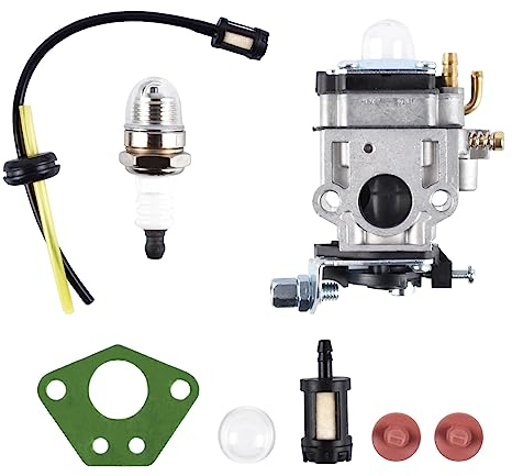 YULLING Carburador para Motor de desbrozadora 43cc 49cc 52cc kit de carbu con junta, manguera, Bujía y Filtro de Gasolina