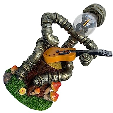 DOITOOL Solarlampe Roboter Statue Garten Dekoration Leuchtender Harz Roboter Solarlicht Ornament Für Park Wege