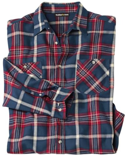 ATLAS FOR MEN - Chemise pour Homme - Chemise à Carreaux en Flanelle - Confortable et Chaude - 100% Coton - Coupe Ample - Disponible en Grandes Tailles du M au 5XL